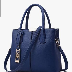 COCIFER Women’s Navy Blue Tote Satchel Top Handle Shoulder Bag w/ Strap